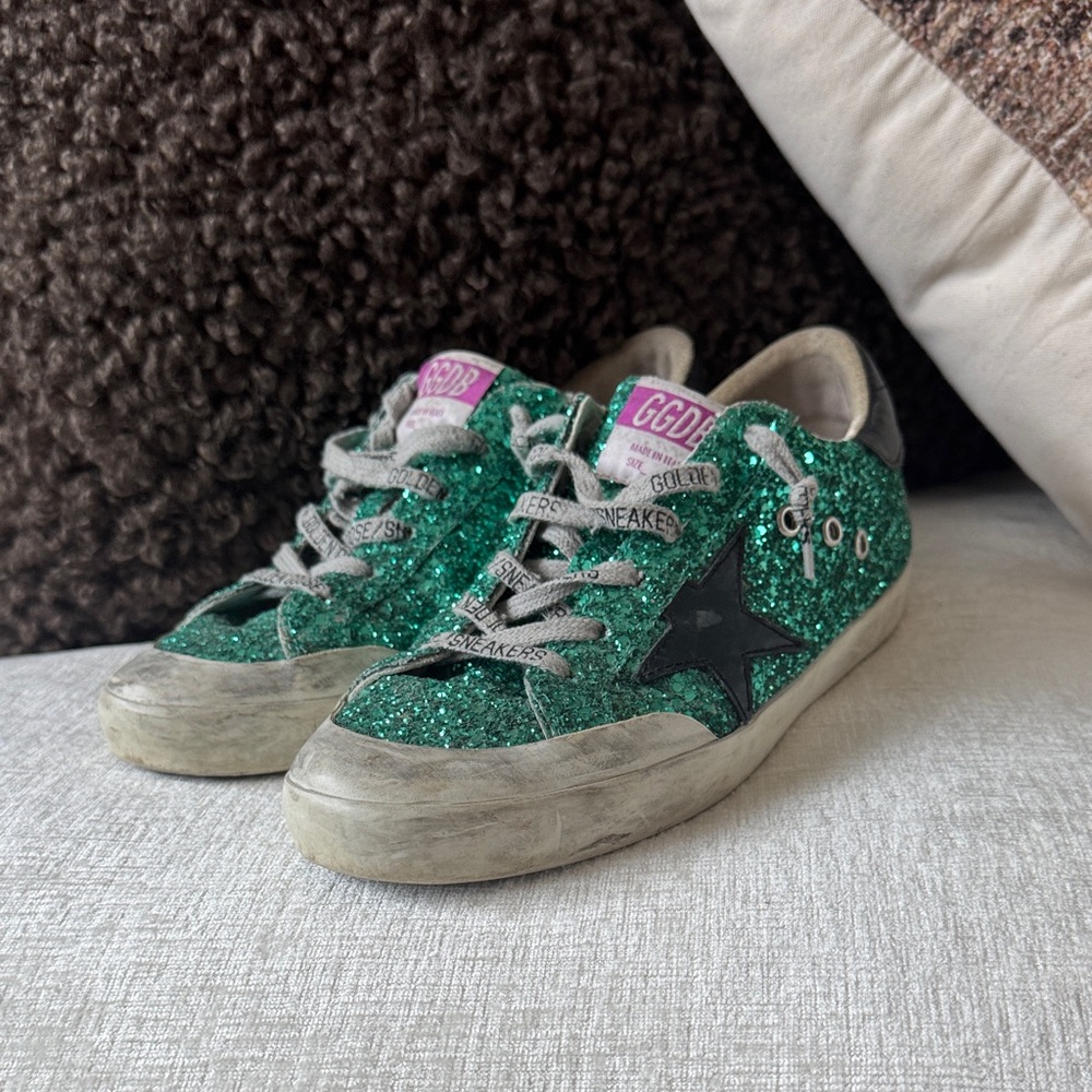 Golden Goose Green Glitter Superstar Size 38